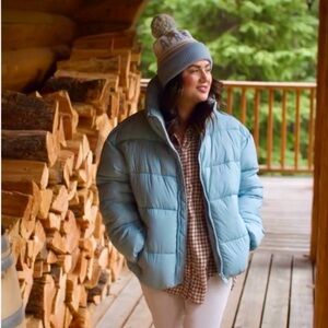 Noize x Jillian Harris Ligjt Blue Women's Puffer Jacket - Cozy Quilted coat